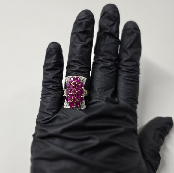 Watch Video / Heirloom 14K Gold Ruby and Diamond Cocktail Ring - Picture 10 of 12